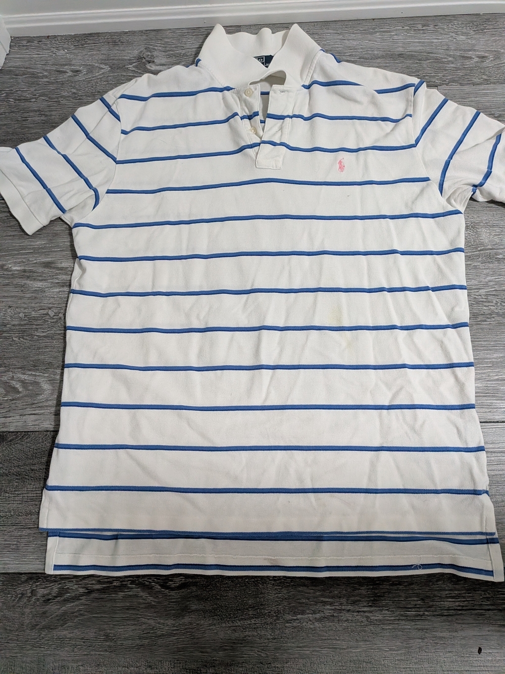 Ralph Lauren White Polo with Blue Stripes